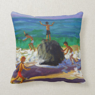 kletternder Felsen Porthmeor Strand St. Ives 2013 Kissen