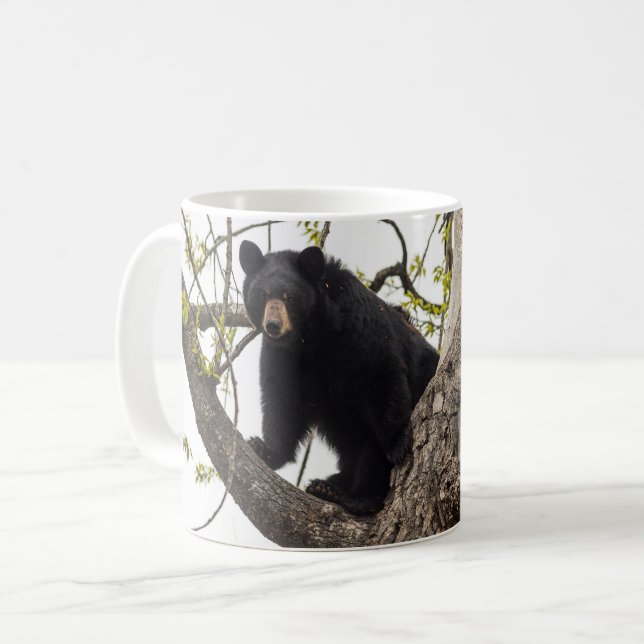 Kletternder schwarzer Bär Kaffeetasse (Vorderseite Links)