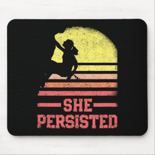 Kletterndes weibliches Kletterer-Silhouette Retro Mousepad