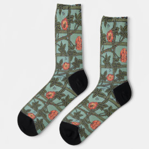 Kletterrosen & kleine Vögel, William Morris Socken