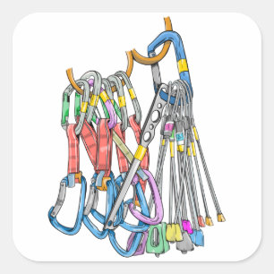 Kletterständer oder Schnellzieher und Kabel Quadratischer Aufkleber