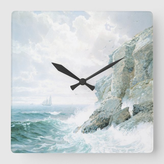 Klettersteig Feine Kunst Wasserfarbenwelt Seascape Quadratische Wanduhr (Vorderseite)