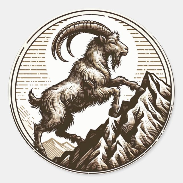 Klettersteig Ziegenkorn Geburtstag Zodiac Runder Aufkleber (Vorderseite)