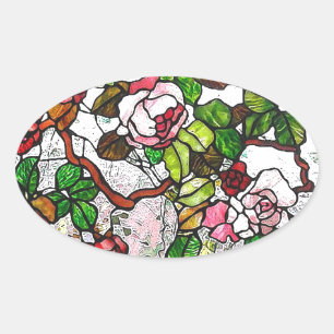 Klettertische Rose - Farbglas Ovaler Aufkleber