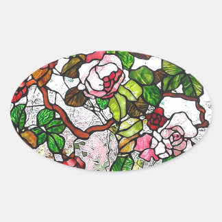 Klettertische Rose - Farbglas Ovaler Aufkleber