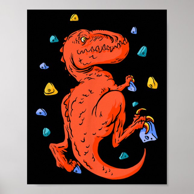 Klettertraining T-Rex Dino Bouldering  Poster (Vorne)