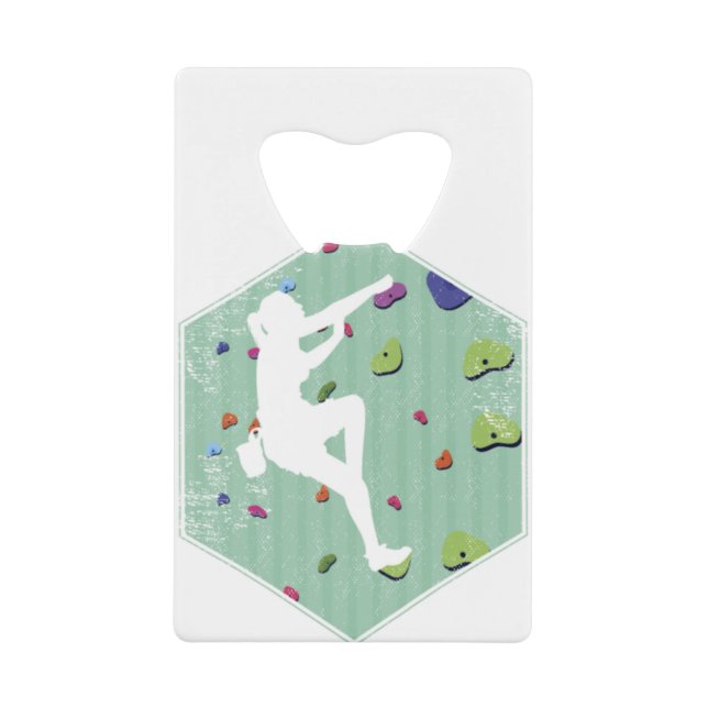 Kletterwand Klettern Innenaktion Geschenk Geldbeutel Flaschenöffner (Vorderseite)