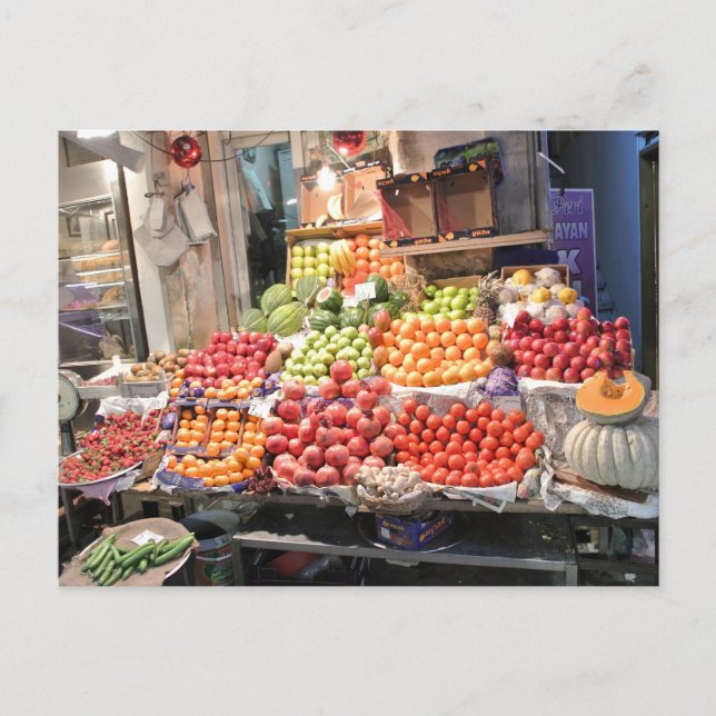 kleurrijke fruitkraam postkarte (Vorderseite)