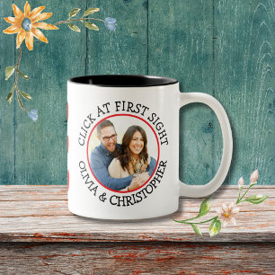Klicken Sie auf den ersten Blick Valentine Couple  Zweifarbige Tasse