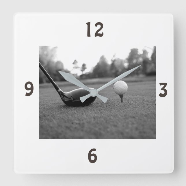 ***KLICKEN SIE AUF "GO GOLFING"** QUADRATISCHE WANDUHR (Vorderseite)