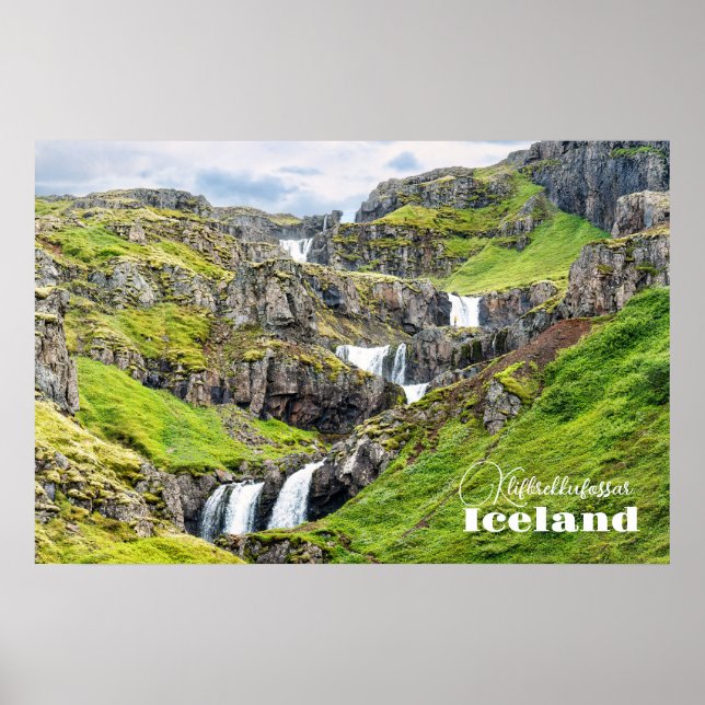 Klifbrekkufossar, Island Poster (Vorne)