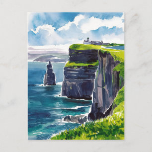 Kliffe von Moher, Irland Aquarellmalerei Postkarte