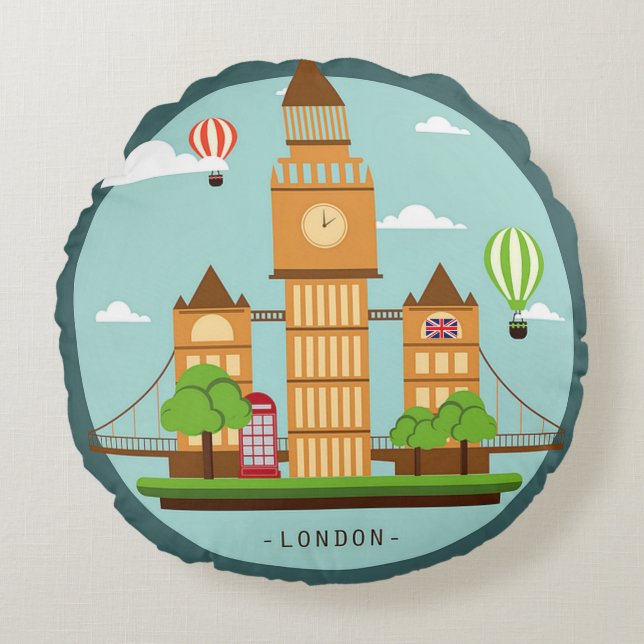Klima London Rundes Kissen (Vorderseite)