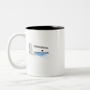 Klimaanlage, die Kaltluft bläst Zweifarbige Tasse