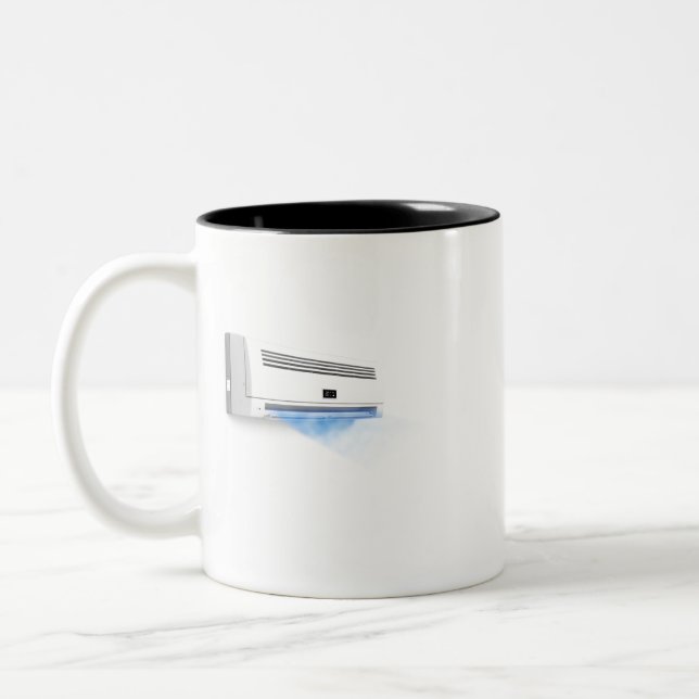 Klimaanlage, die Kaltluft bläst Zweifarbige Tasse (Links)