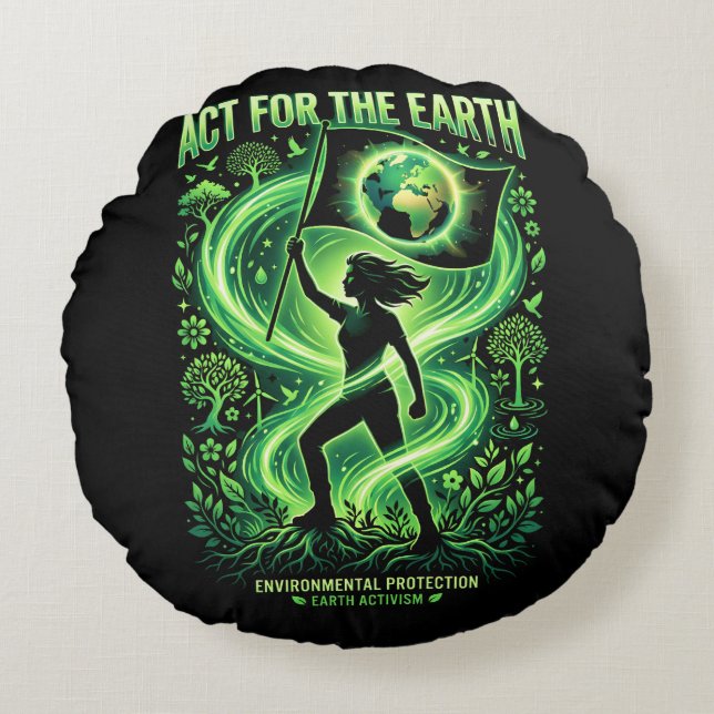 Klimakrieger Rundes Kissen (Vorderseite)