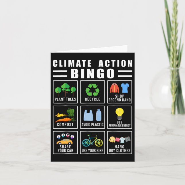Klimaschutz Bingo-Earth-Day Klimawandel Karte (Vorderseite)