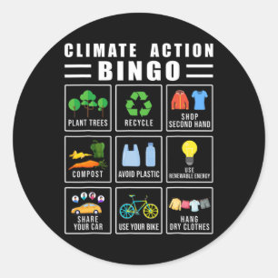 Klimaschutz Bingo-Earth-Day Klimawandel Runder Aufkleber
