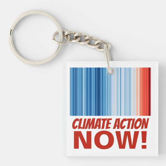 Klimaschutz jetzt! Globale Erwärmung Öko Erde Schlüsselanhänger (Vorderseite)