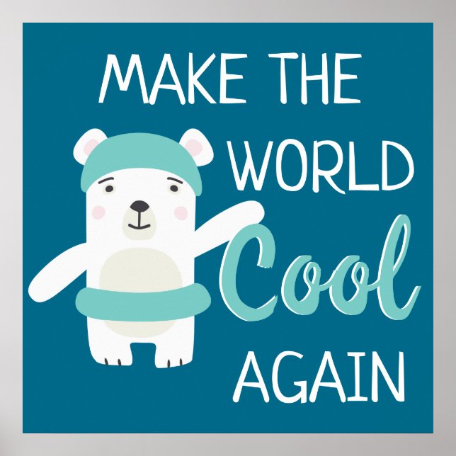 Klimaschutz stoppen Eisbär mit Schwimmring Poster (Vorne)