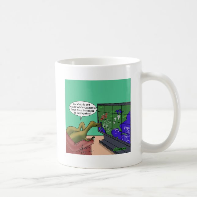 Klimawandel Dinosaurier Parody Humans Dunkler Spaß Kaffeetasse (Rechts)