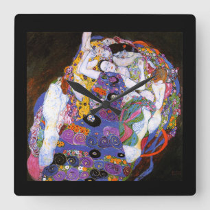 Klimtの"Die Jungfrauen"の 壁 時 掛け,Nr.01. Quadratische Wanduhr