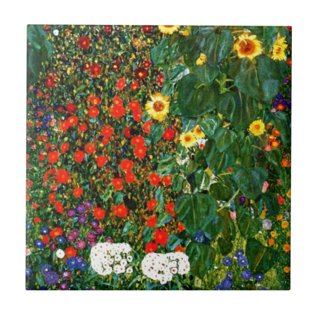 Klimt - Bauerngarten mit Sonnenblumen Fliese (Vorderseite)