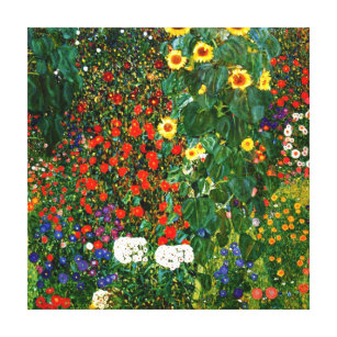Klimt - Bauerngarten mit Sonnenblumen Leinwanddruck