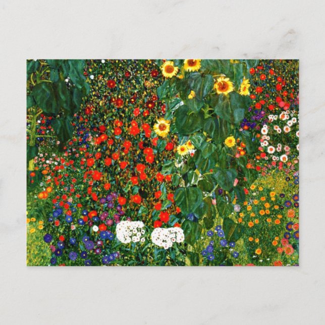 Klimt - Bauerngarten mit Sonnenblumen Postkarte (Vorderseite)