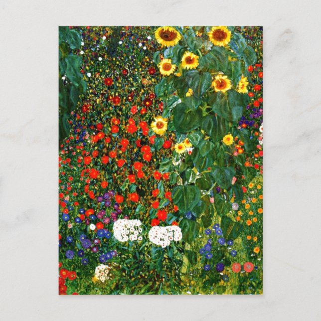Klimt - Bauerngarten mit Sonnenblumen Postkarte (Vorderseite)