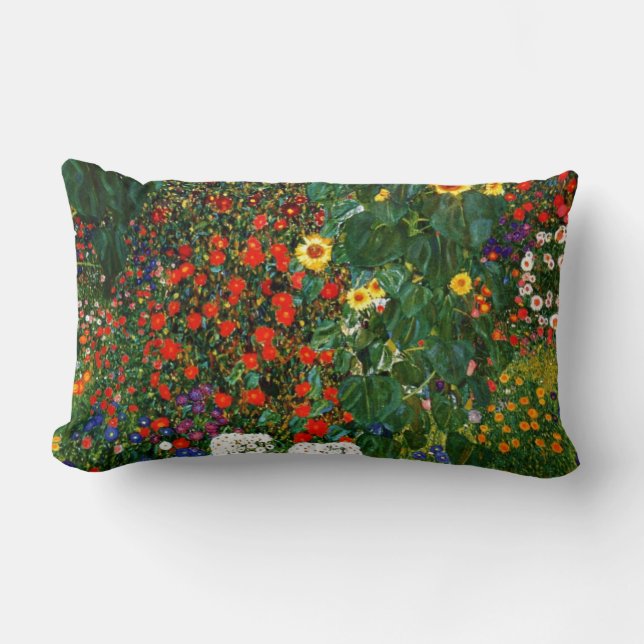 Klimt - Bauernhof mit Sonnenblumen Lendenkissen (Vorderseite)