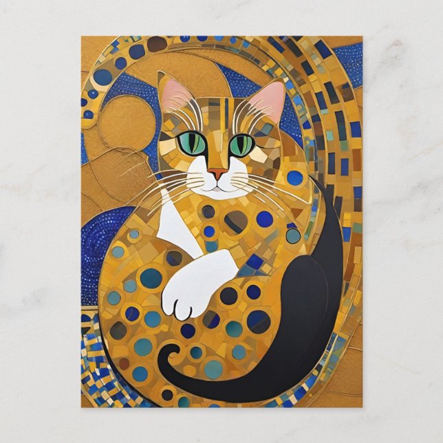 Klimt Cat Postcard Postkarte (Vorderseite)