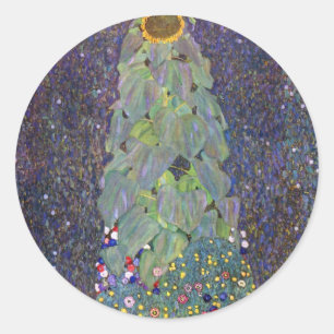 Klimt ~, das Sonnenblume ist Runder Aufkleber