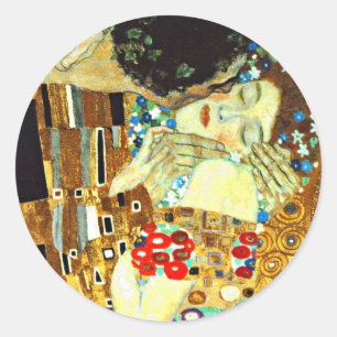 Klimt - Der Kuss Runder Aufkleber