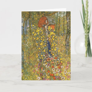 Klimt Farm Garden mit Crucifix Grußkarte Karte