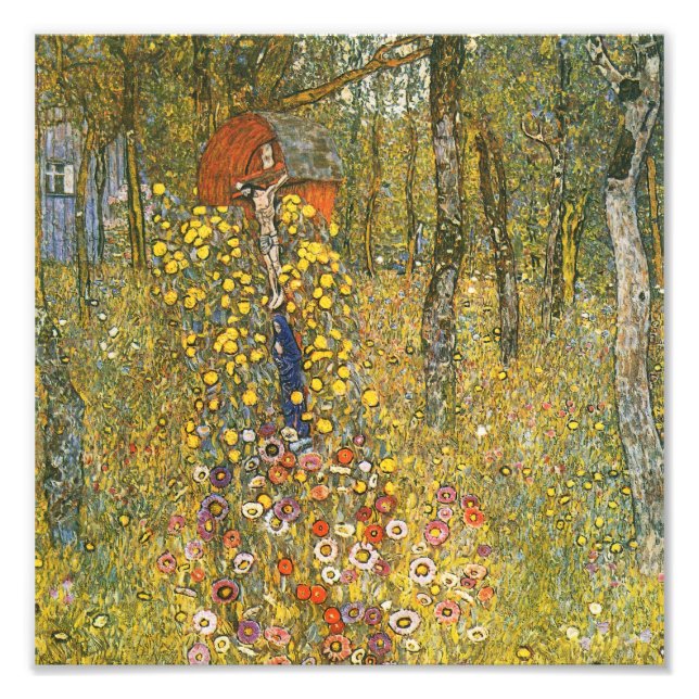Klimt Farm Garden mit Crucifix Print Fotodruck (Vorne)