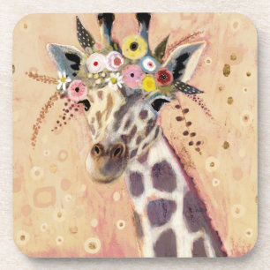 Klimt Giraffe   geschmückt in den Blumen Getränkeuntersetzer