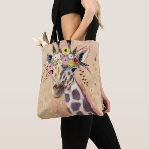 Klimt Giraffe   geschmückt in den Blumen Tasche