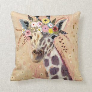 Klimt Giraffe   In Blume verziert Kissen