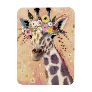 Klimt Giraffe In Blume verziert Magnet