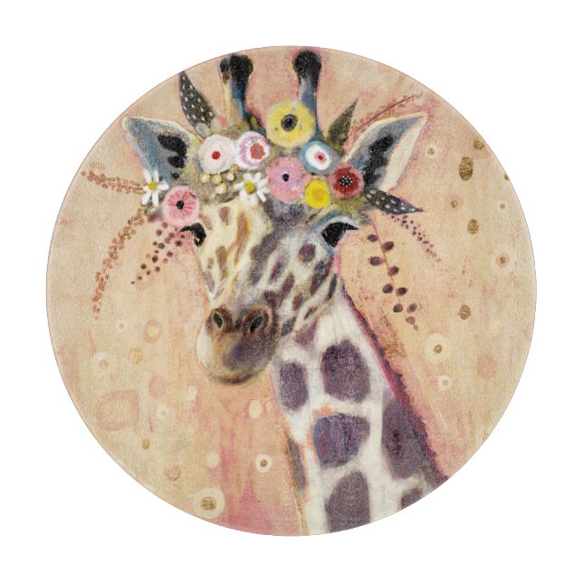 Klimt Giraffe | In Blume verziert Schneidebrett (Vorderseite)