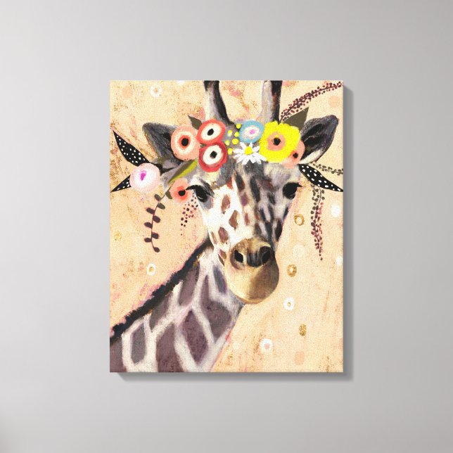 Klimt Giraffe | Krone der Blume Leinwanddruck (Vorderseite)