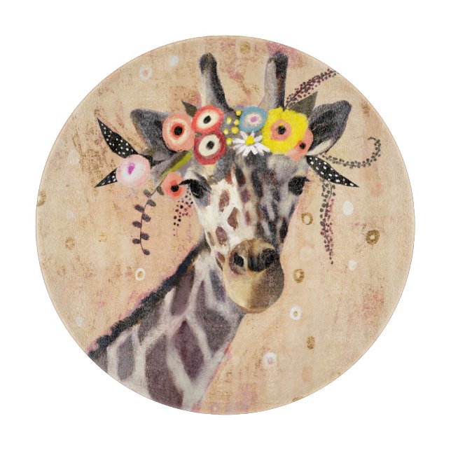 Klimt Giraffe | Krone der Blume Schneidebrett (Vorderseite)