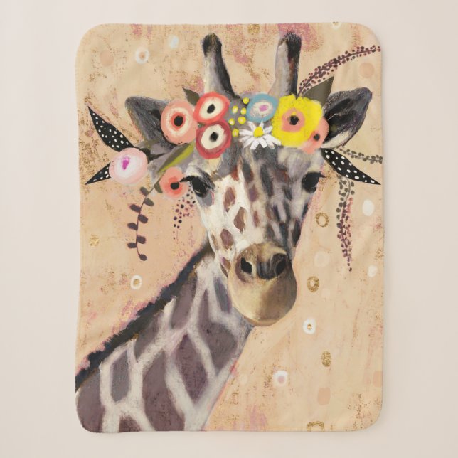 Klimt Giraffe | Krone der Blume Sherpadecke (Vorderseite)