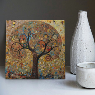 Klimt Goldener Baum des Lebens Abstract Art Nouvea Fliese