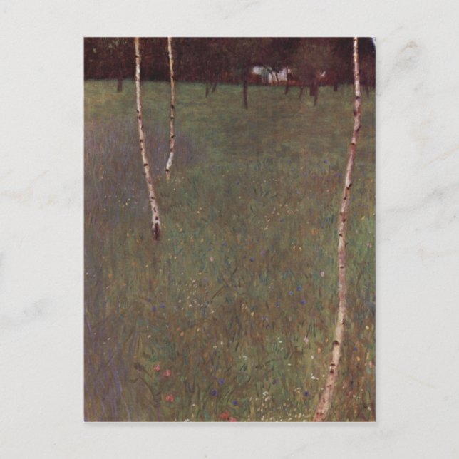 Klimt, Gustav Bauernhaus mit Birken 1900 Technik Postkarte (Vorderseite)