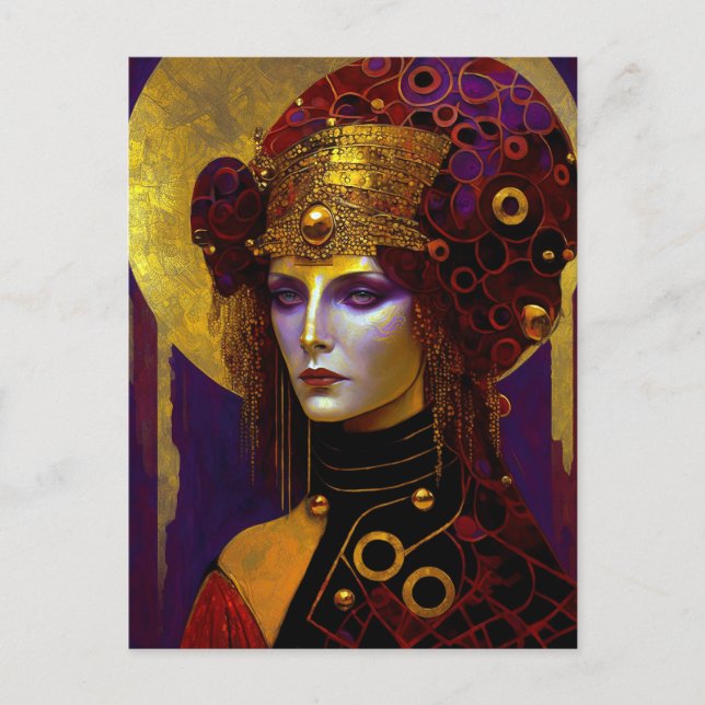 Klimt Inspiriert Queen Goddess Postcard Postkarte (Vorderseite)