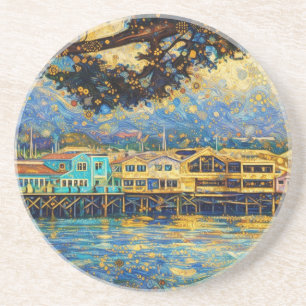Klimt-inspirierte Golden Monterey Harbour Träume Getränkeuntersetzer