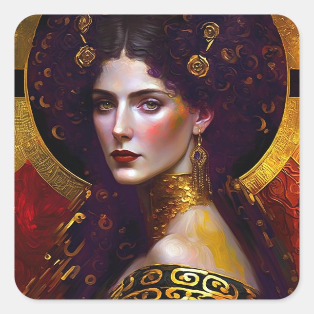 Klimt Inspirierte Queen Goddess Square Sticker (Vorderseite)