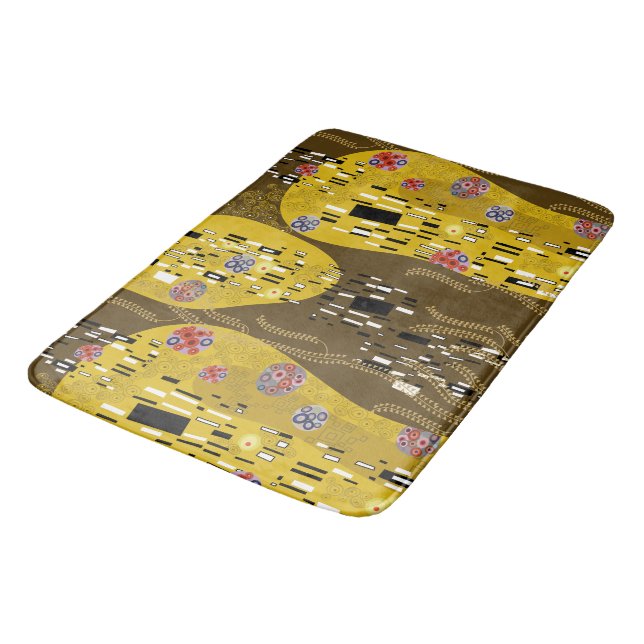 Klimt Inspiriertes Goldenes Muster Jugendstil Badematte (Schrägansicht)